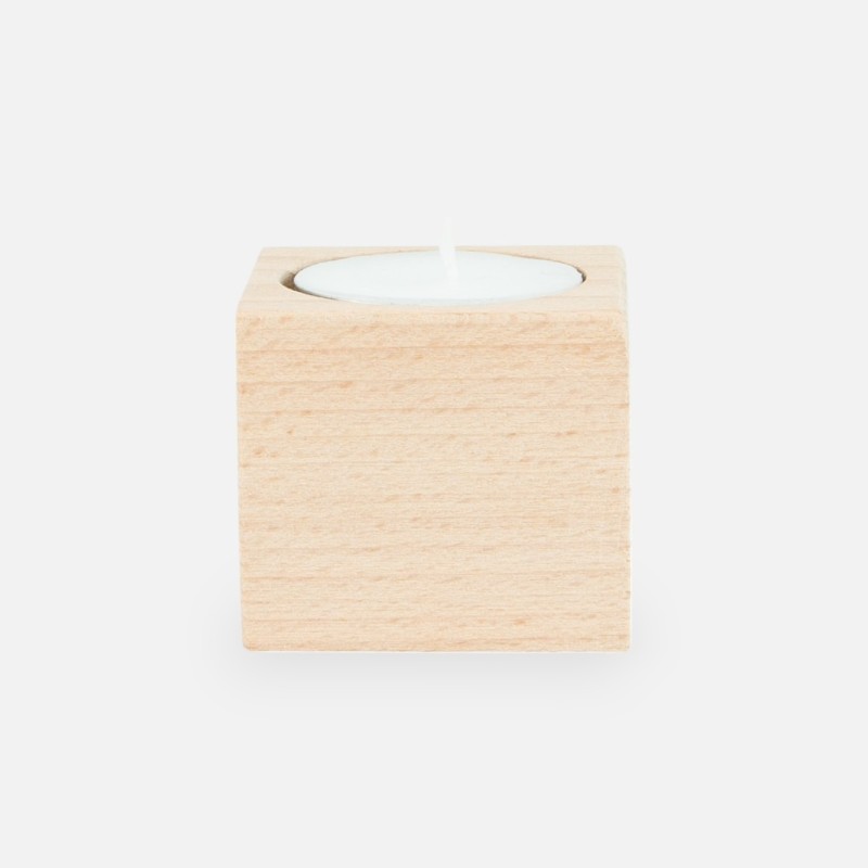 Porte-bougies en bois carré