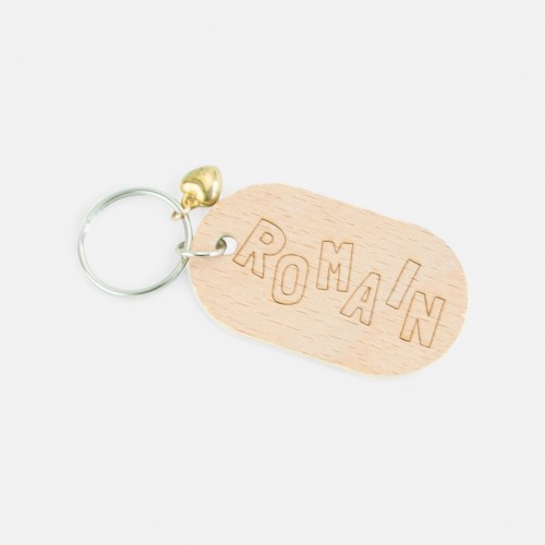 sleutelhanger hout ovaal met hartje