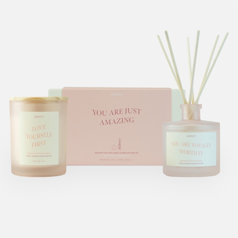 Coffret cadeau bougie parfumée & bâtons 'you are just amazing'