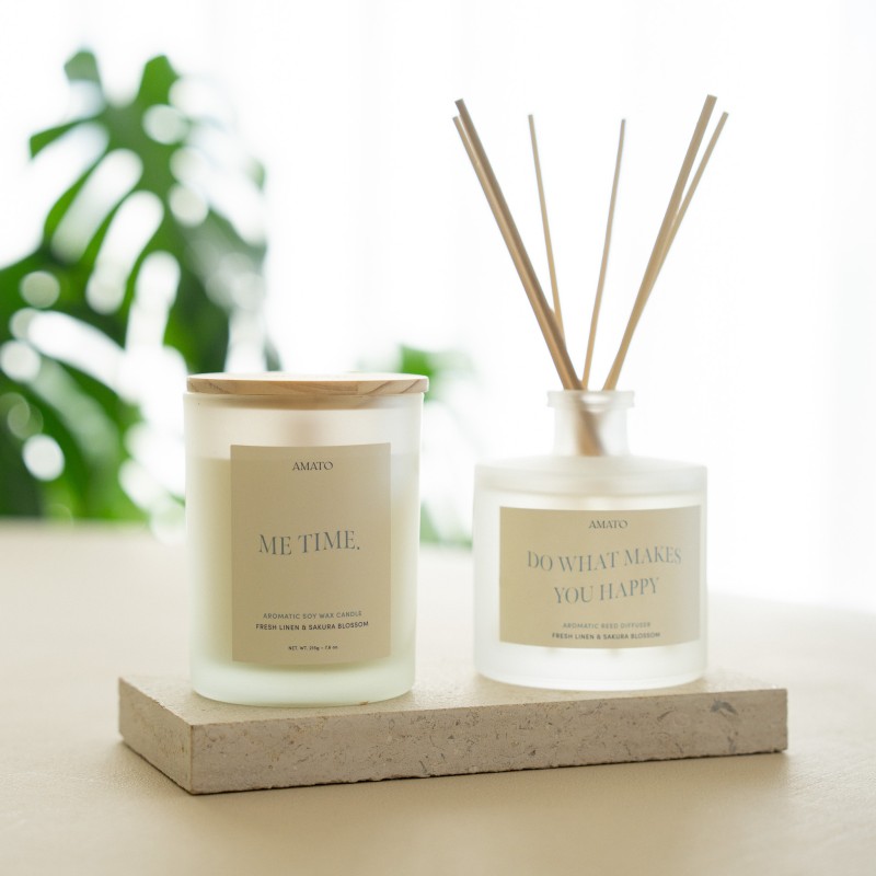 Geschenkset geurkaars & geurstokjes 'self love moments'