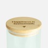 Glazen cylinderpot met geribbelde binnenzijde en houten deksel - 'Happiness is homemade'