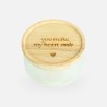 Glazen cylinderpot met geribbelde binnenzijde en houten deksel - 'You make my heart smile'