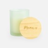 Geurkaars met houten deksel frosted wit - 'mama'