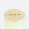 Bougie parfumée avec couvercle en bois blanc effet givré - 'oma'
