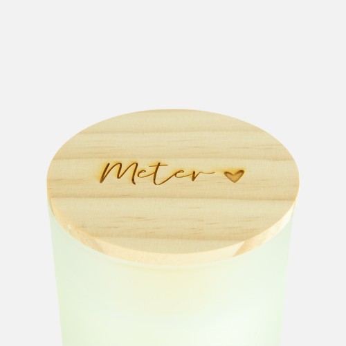 Geurkaars met houten deksel frosted wit - 'meter'