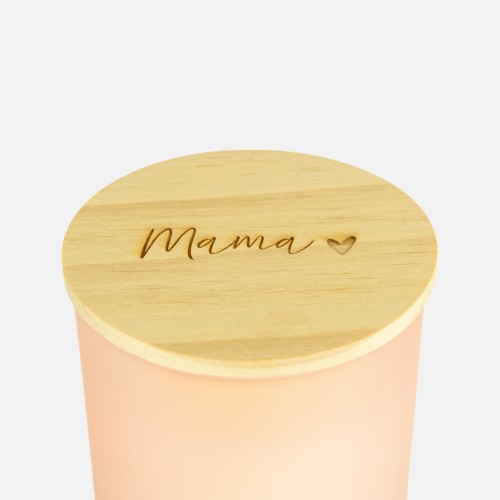 Geurkaars met houten deksel frosted blush - 'mama'