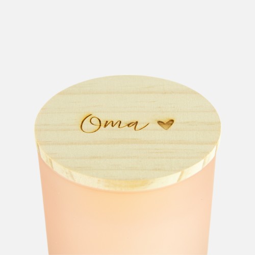 Bougie parfumée avec couvercle en bois blush effet givré - 'oma'