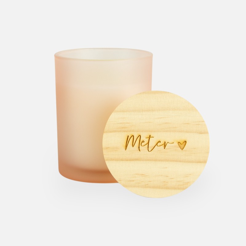 Bougie parfumée avec couvercle en bois blush effet givré - 'meter'