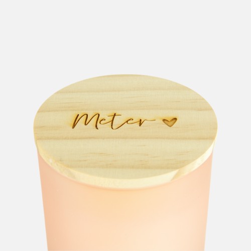 Bougie parfumée avec couvercle en bois blush effet givré - 'meter'