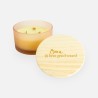 bougie parfumée de luxe avec couvercle en bois blush effet grivé - 'Oma, jij bent goud waard'