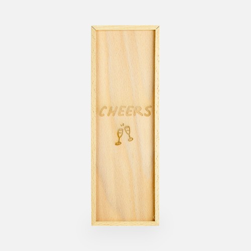 Houten wijnkist met schuifdeksel - 'Cheers'