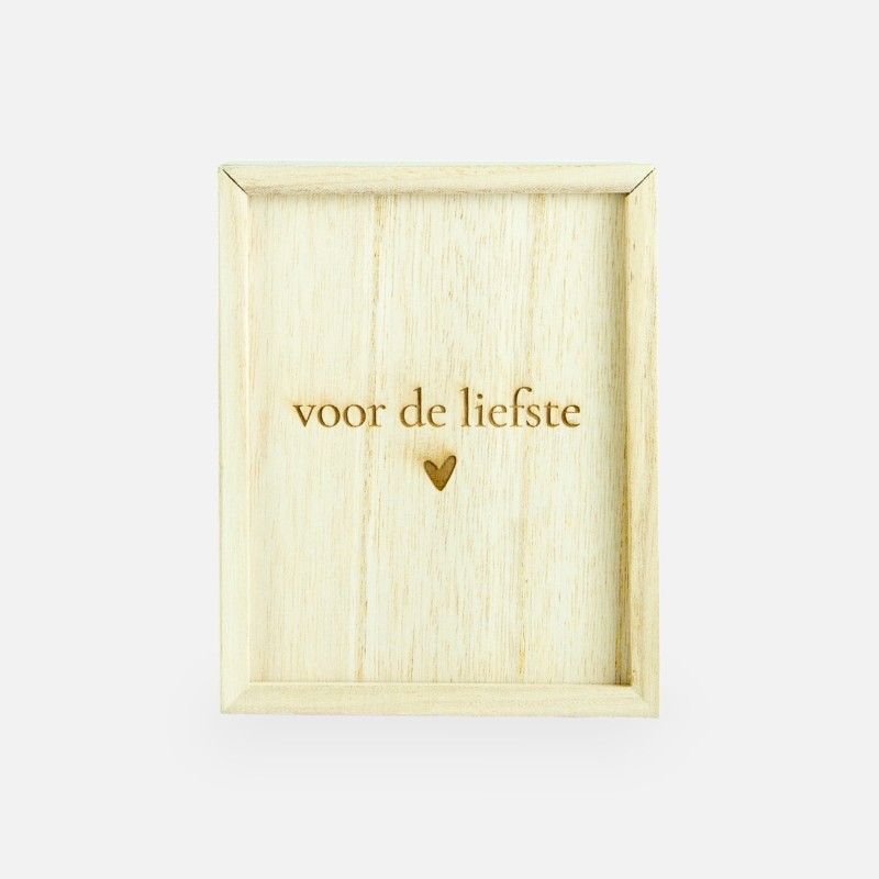 Houten kistje met schuifdeksel - 'Voor de liefste'
