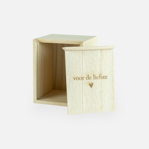 Houten kistje met schuifdeksel - 'Voor de liefste'