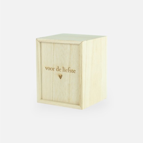 Houten kistje met schuifdeksel - 'Voor de liefste'