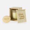 Geschenkset houten kistje met schuifdeksel & geurkaars wit - 'Jij bent goud waard' / 'Oma'