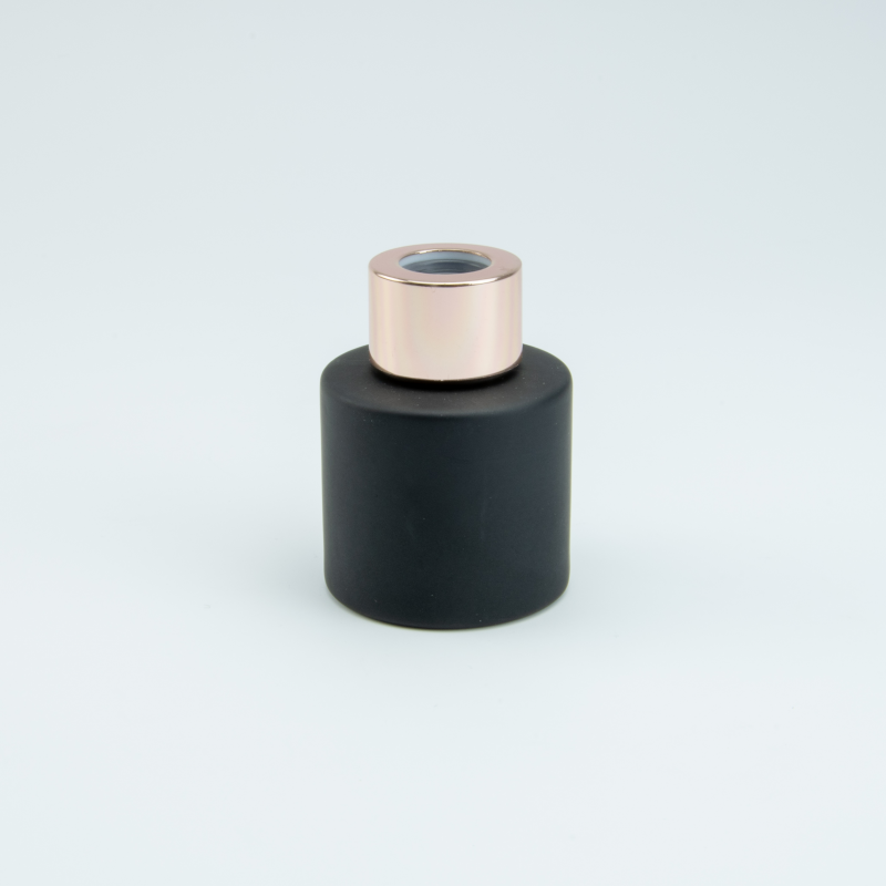 Parfumflesje cylinder zwart met "rose gold" schroefdop - 50 ml