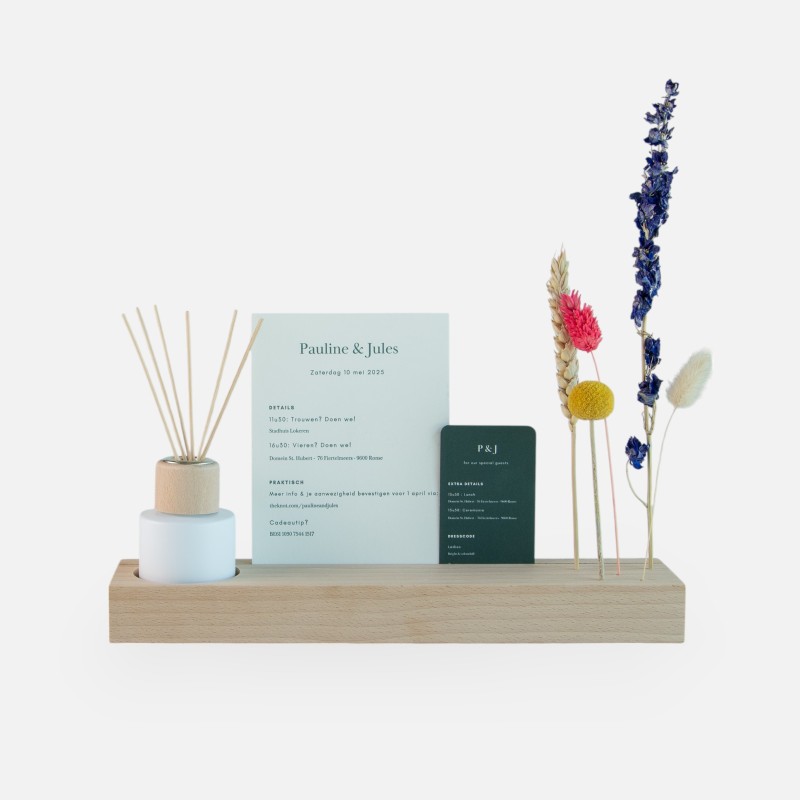 Memoryhouder voor droogbloemen hout