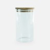Glazen cylinder pot met houten deksel acacia