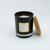 Geurkaars (cederhout) zwart glas met kurkdeksel - 8x8x9,7 cm