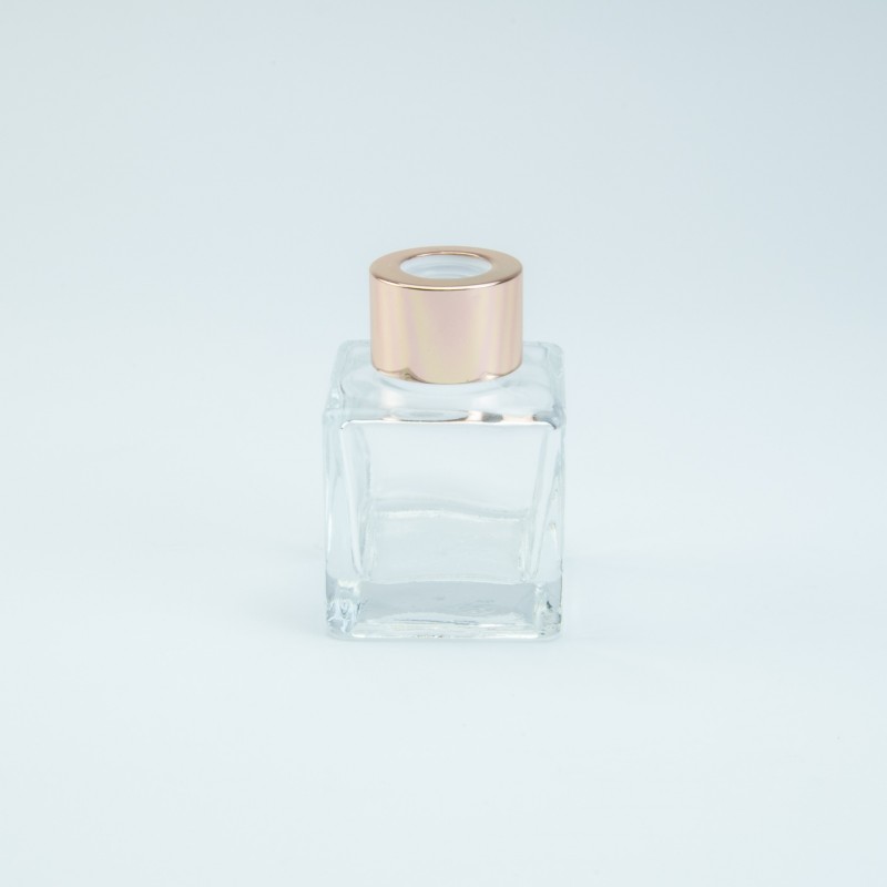 Parfumflesje vierkant met "rose gold" schroefdop - 50 ml