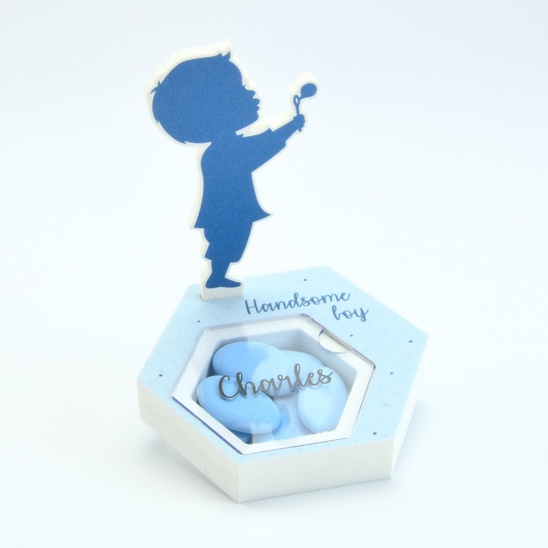 doosje acryl zeshoek silhouet jongen