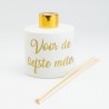 Set parfumfles cylinder wit met gouden schroefdop + geurstokjes - 200 ml