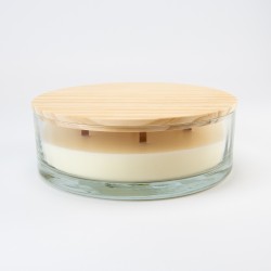 Luxe geurkaars laag transp houten deksel – large D25/H8