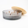Luxe geurkaars laag grijs getint houten deksel – large D25/H8