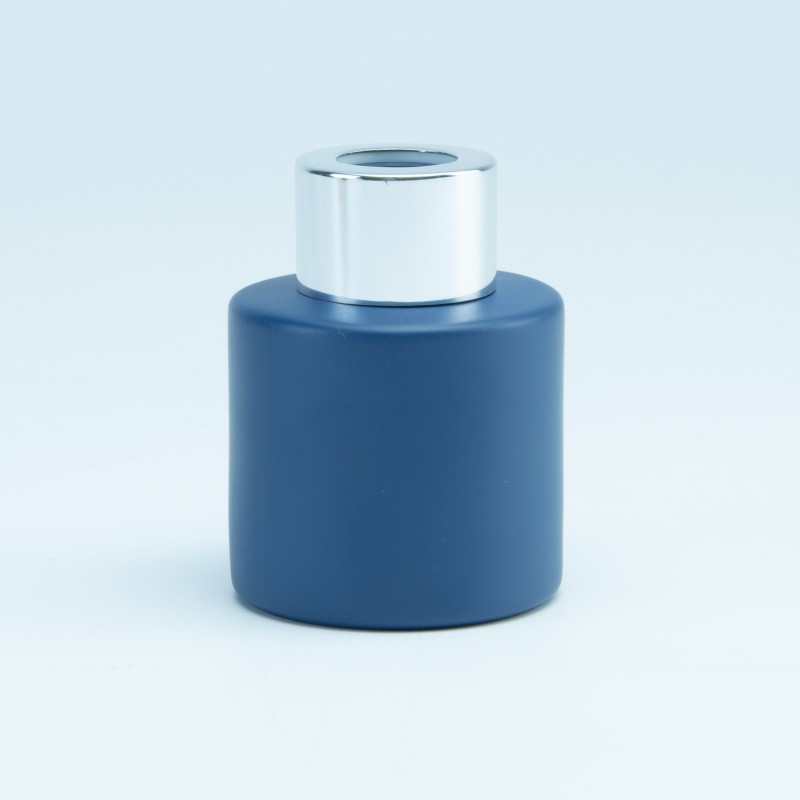 Geurflesje rond marineblauw met zilveren schroefdop - 50ml