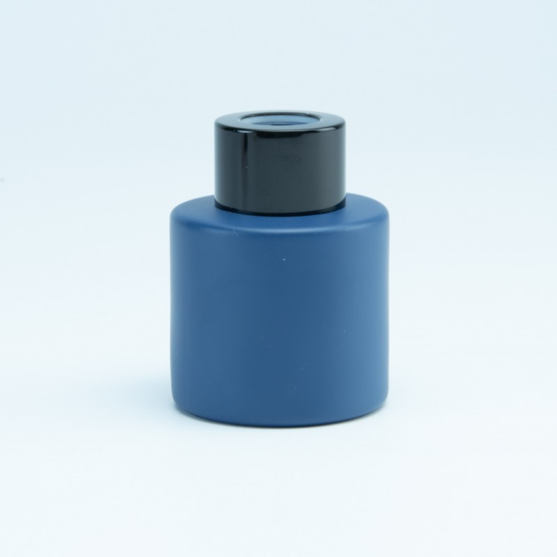Geurflesje rond marineblauw met zwarte schroefdop - 50ml