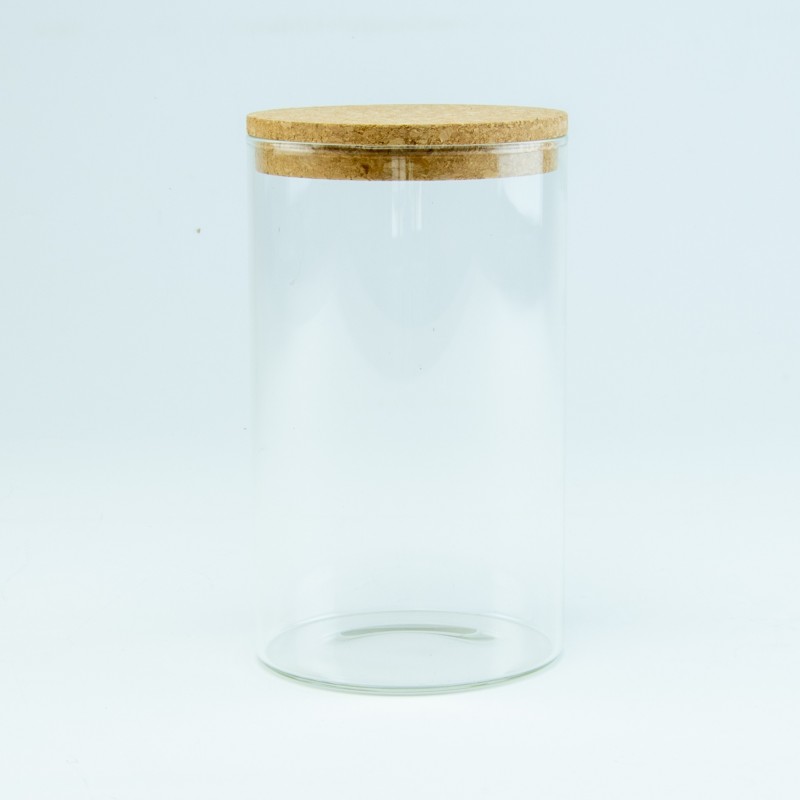 Glazen cylinder pot met kurkstop