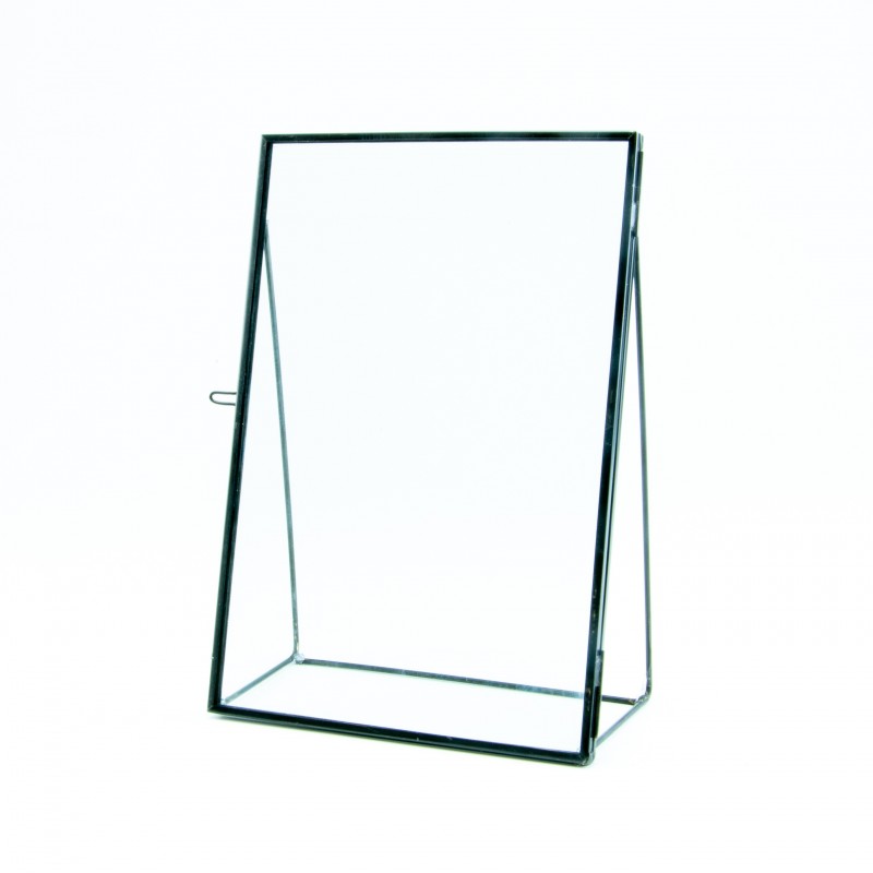 Fotokader op voet in glas - zwart