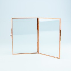 Fotokader dubbel in glas - rosé goud