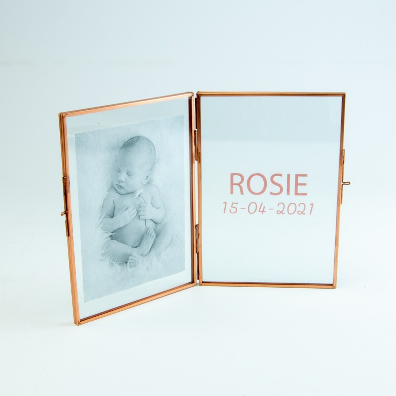 Fotokader dubbel in glas - rosé goud