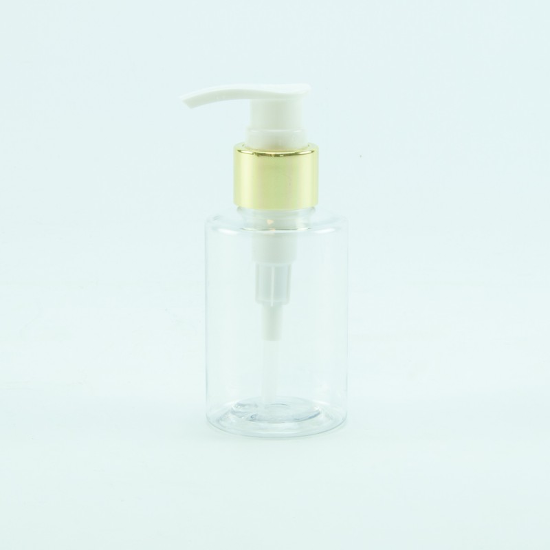 Zeepdispenser cylinder transparant/goud metallic - 100 ml