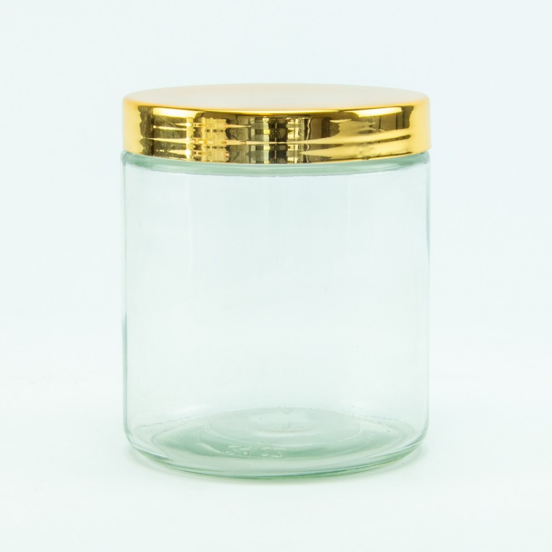 Cylinderpot transparant met gouden schroefdeksel - 740 ml