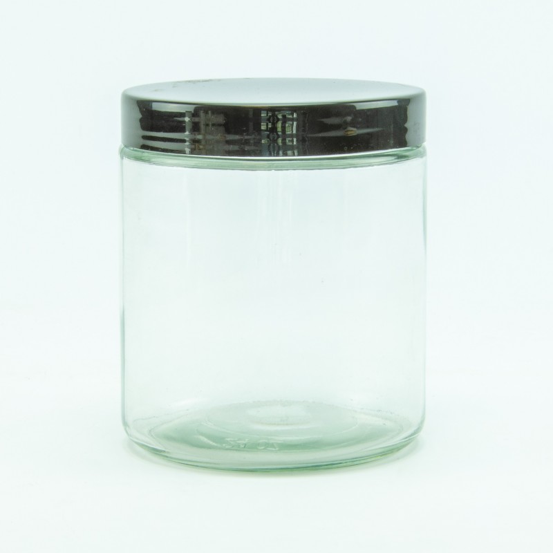 Pot cylindre transparant couvercle noir - 740ml