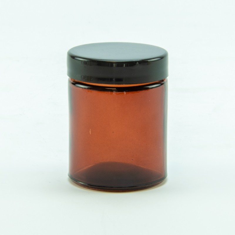 Cylinderpotje amber met zwart schroefdeksel - 80 ml