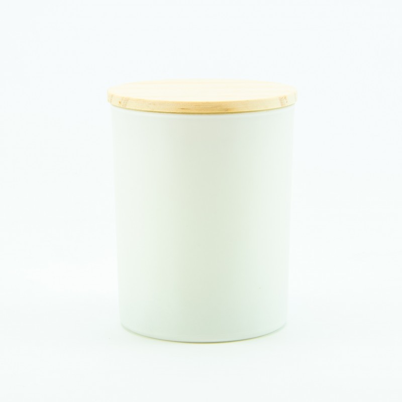 Bougie parfumée blanc avec couvercle bois - small