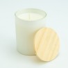 Luxe geurkaars wit met houten deksel - small
