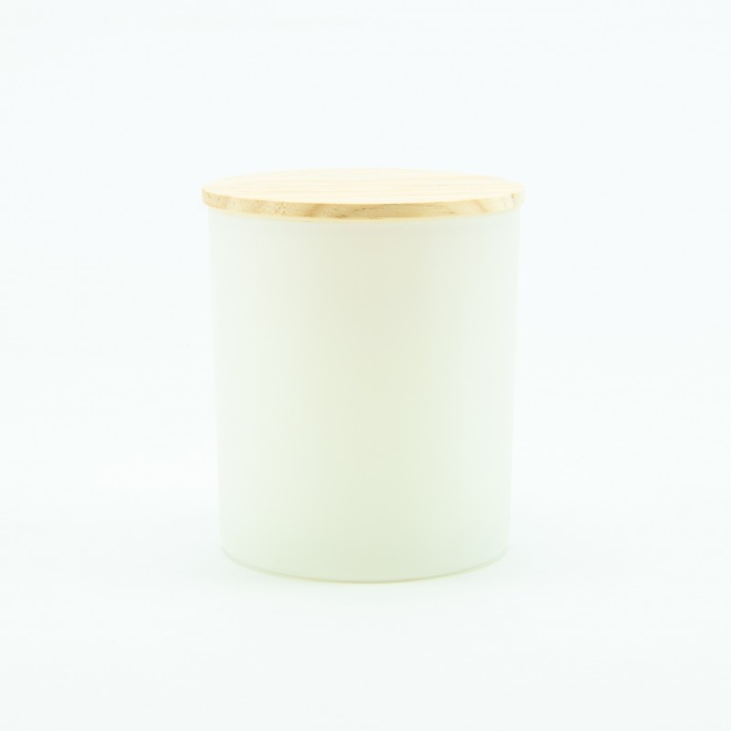 Bougie parfumée blanc avec couvercle bois - medium