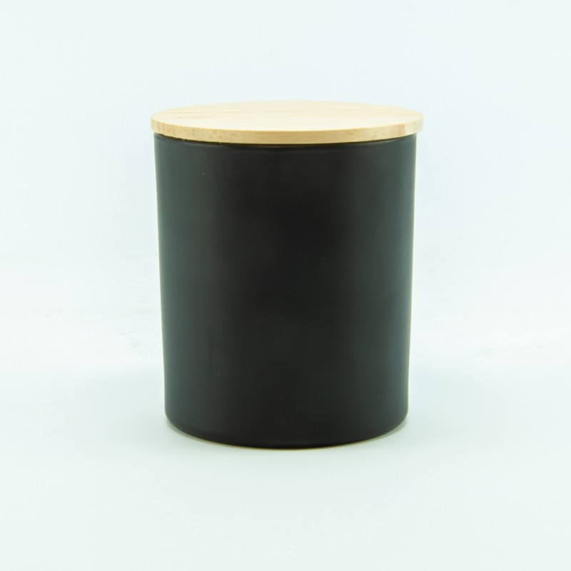 Bougie parfumée noir avec couvercle bois - medium