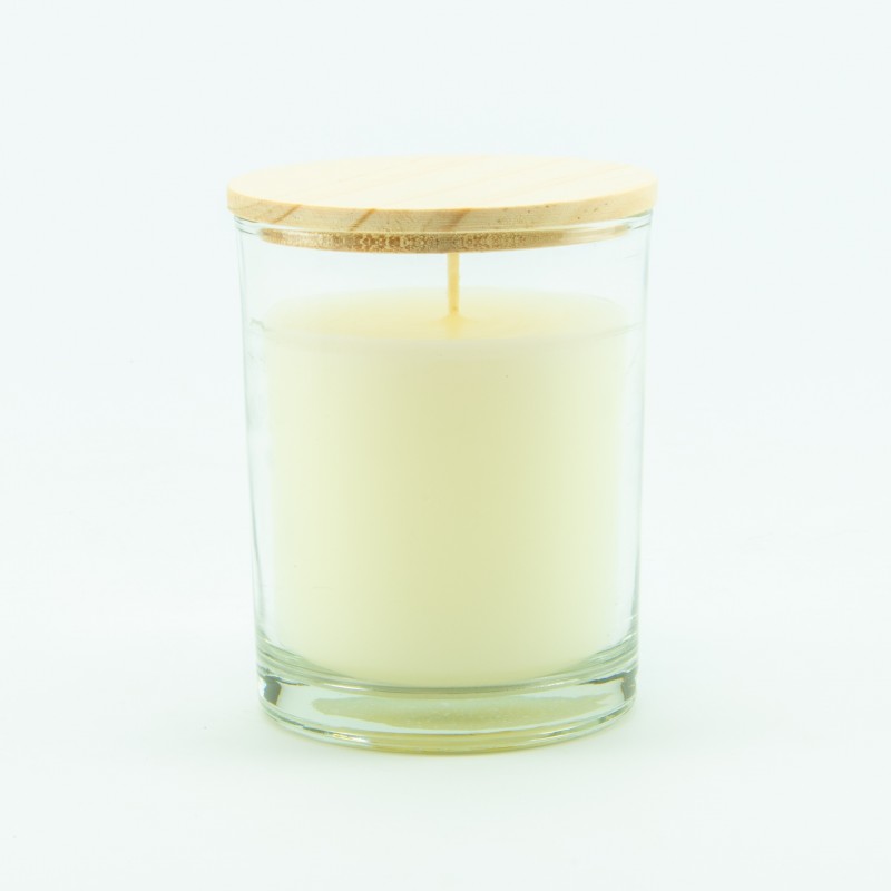 Bougie parfumée transparant avec couvercle bois - small