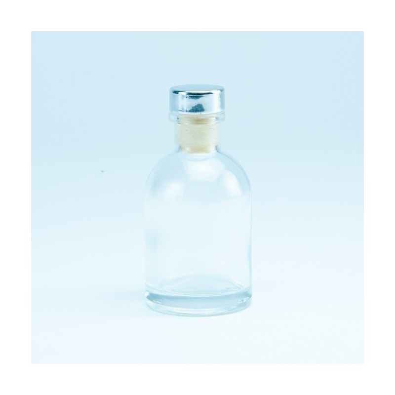 Luxe flesje transparant met zilveren dop - 50 ml