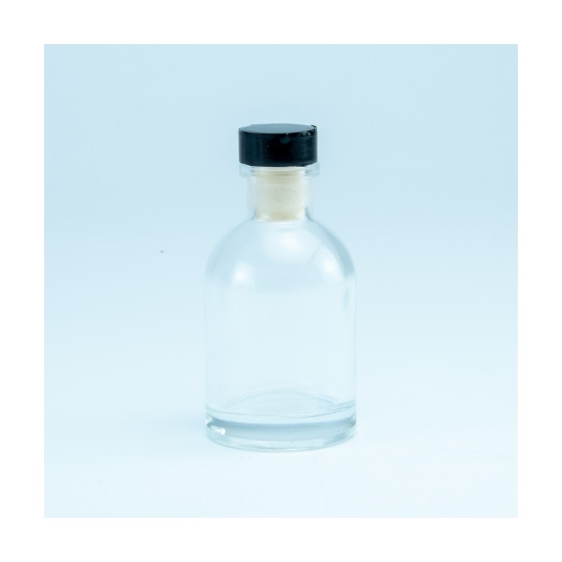 Luxe flesje transparant met zwarte dop - 50 ml