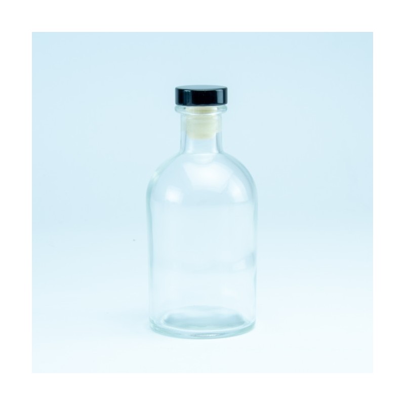 Luxe fles transparant met zwarte dop - 250 ml