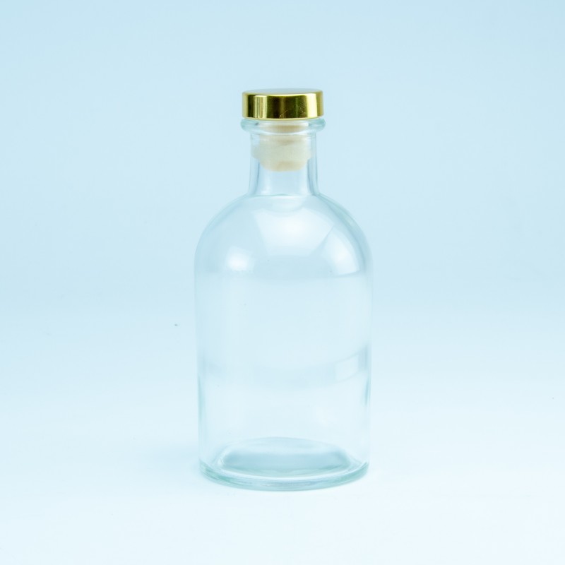 Luxe fles transparant met gouden dop - 250 ml