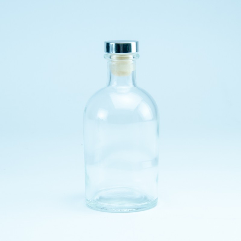 Luxe fles transparant met zilveren dop - 250 ml