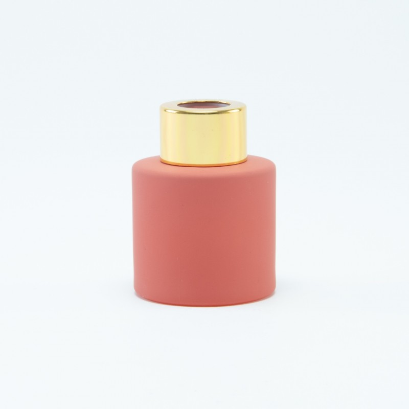 Parfumflesje cylinder terracotta met gouden schroefdop - 50 ml