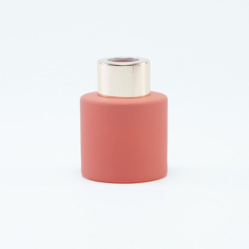 Parfumflesje cylinder terracotta met rosé gouden schroefdop - 50 ml